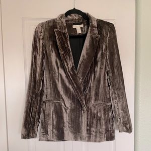 Taupe blazer, crushed velvet.